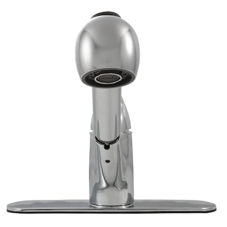 Ackland FlowCurve 8 in. Centerset 1-Handle Pull-Out Sprayer Kitchen Faucet with Deckplate in Chrome AKKFCK1HGRCM8301-803